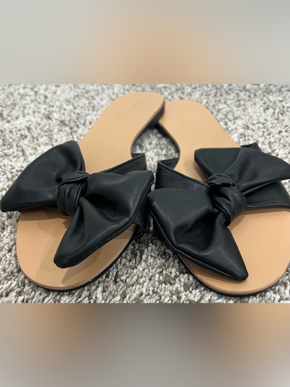 Forever 21 blush black bow slip on sandals - Picture 3 of 5